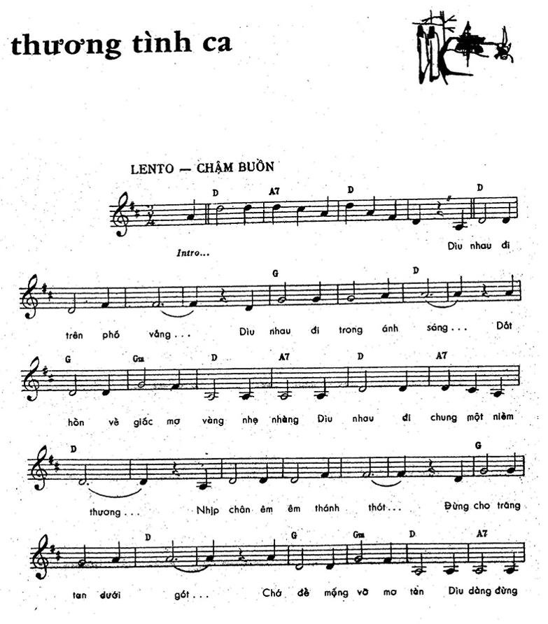 Sheet nhạc Thương Tình Ca